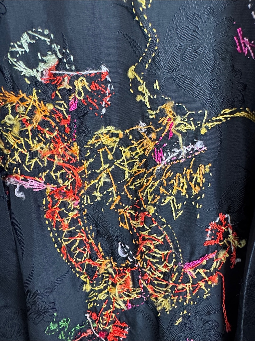 Vintage Esme Black Dragon Embroidered Rayon Kimono Robe Duster M - Picture 5 of 13
